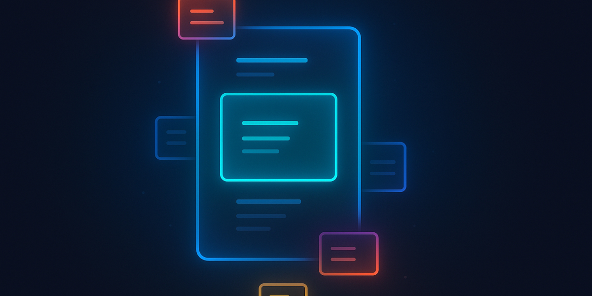 Illustration eines digitalen Dokuments mit farbigen Textblöcken als Symbol für Bewerbungstipps