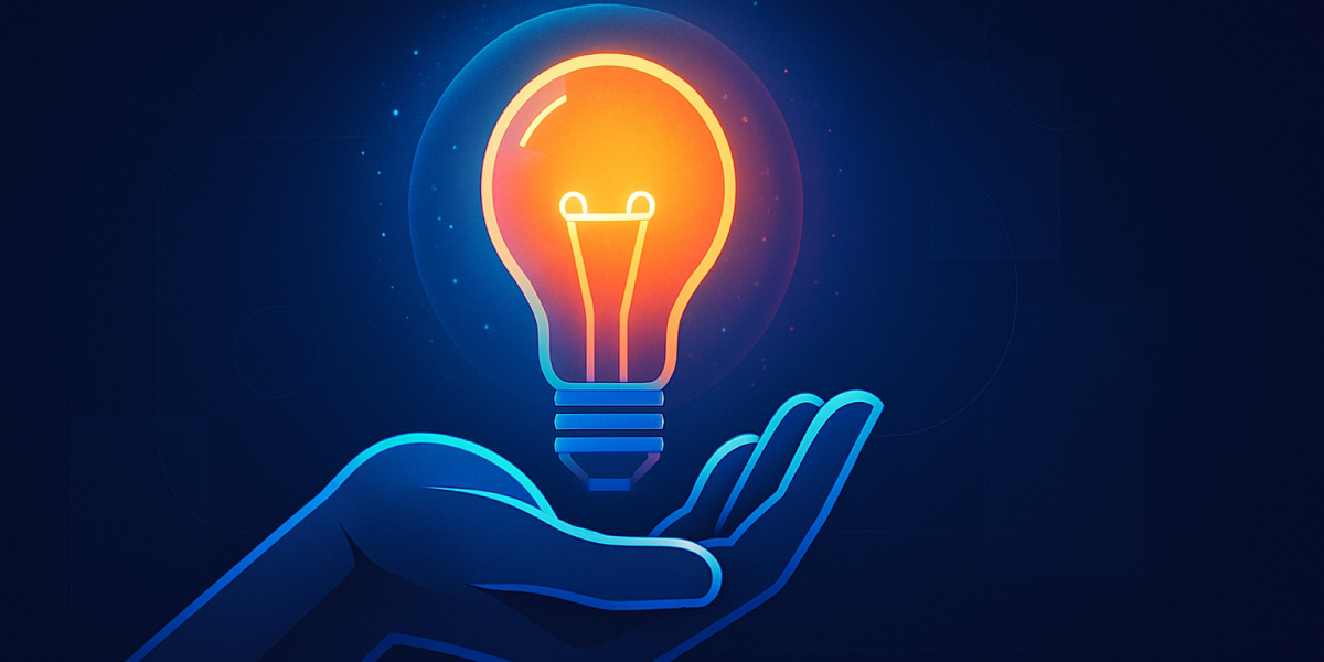 Hand hält leuchtende Glühbirne als Symbol für Ideen und Potenzial