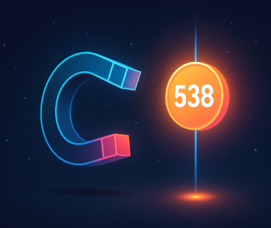 Leuchtende Illustration mit Magnet und Münze mit der Zahl 538 zum Thema Minijob-Grenze 2025