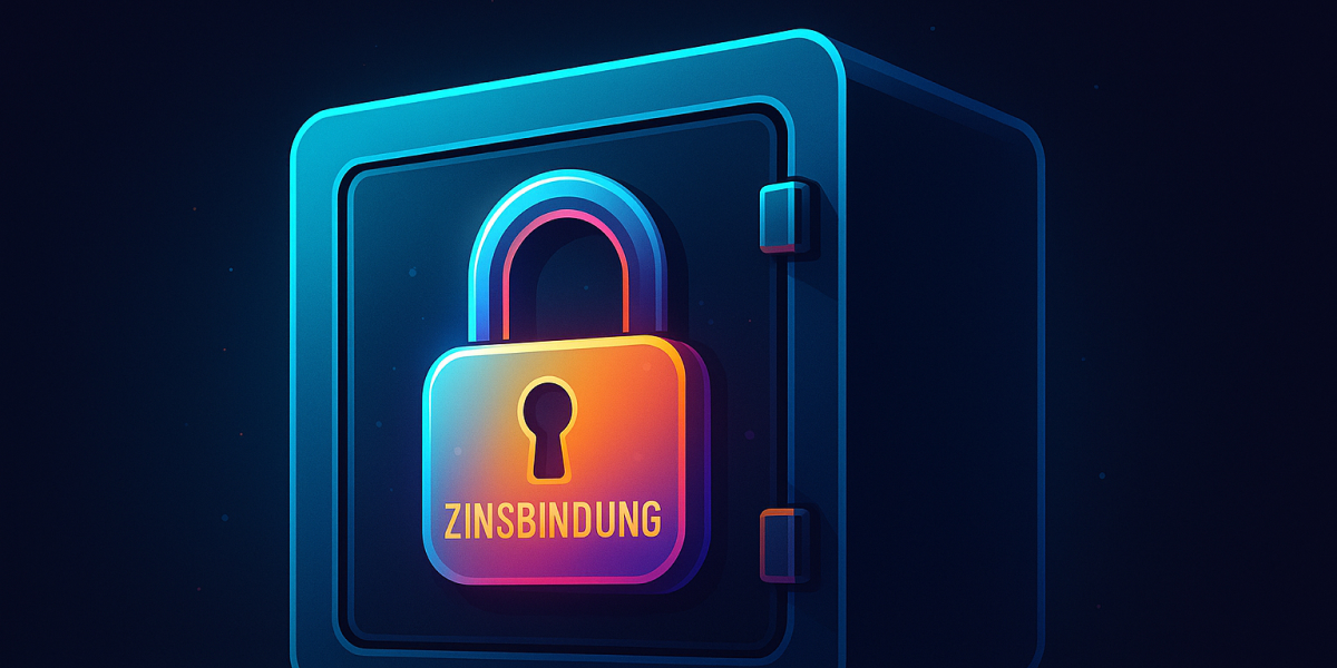 Symbolbild eines Tresors mit Schloss und dem Schriftzug Zinsbindung