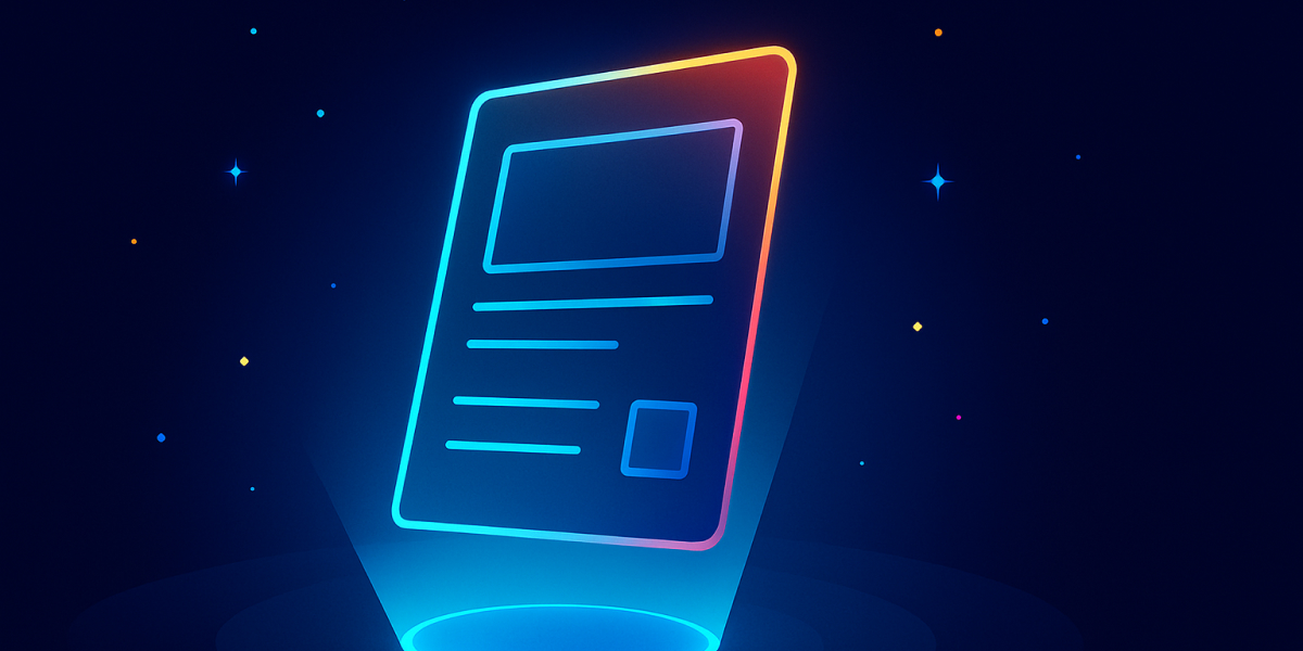 Leuchtende Illustration eines digitalen Dokuments im futuristischen Stil