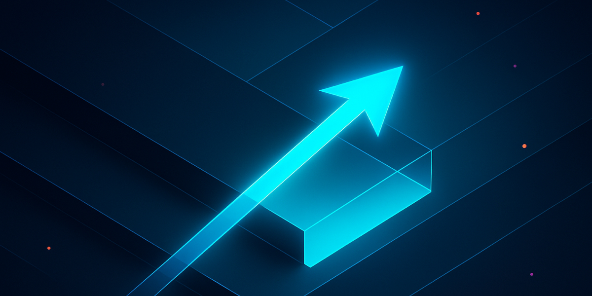 Leuchtender Pfeil, der dynamisch nach oben zeigt und symbolisch für Fortschritt steht
