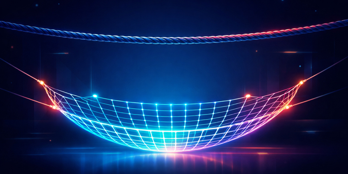 Leuchtendes digitales Netz als Symbol für Unterstützung und Struktur beim Lernen